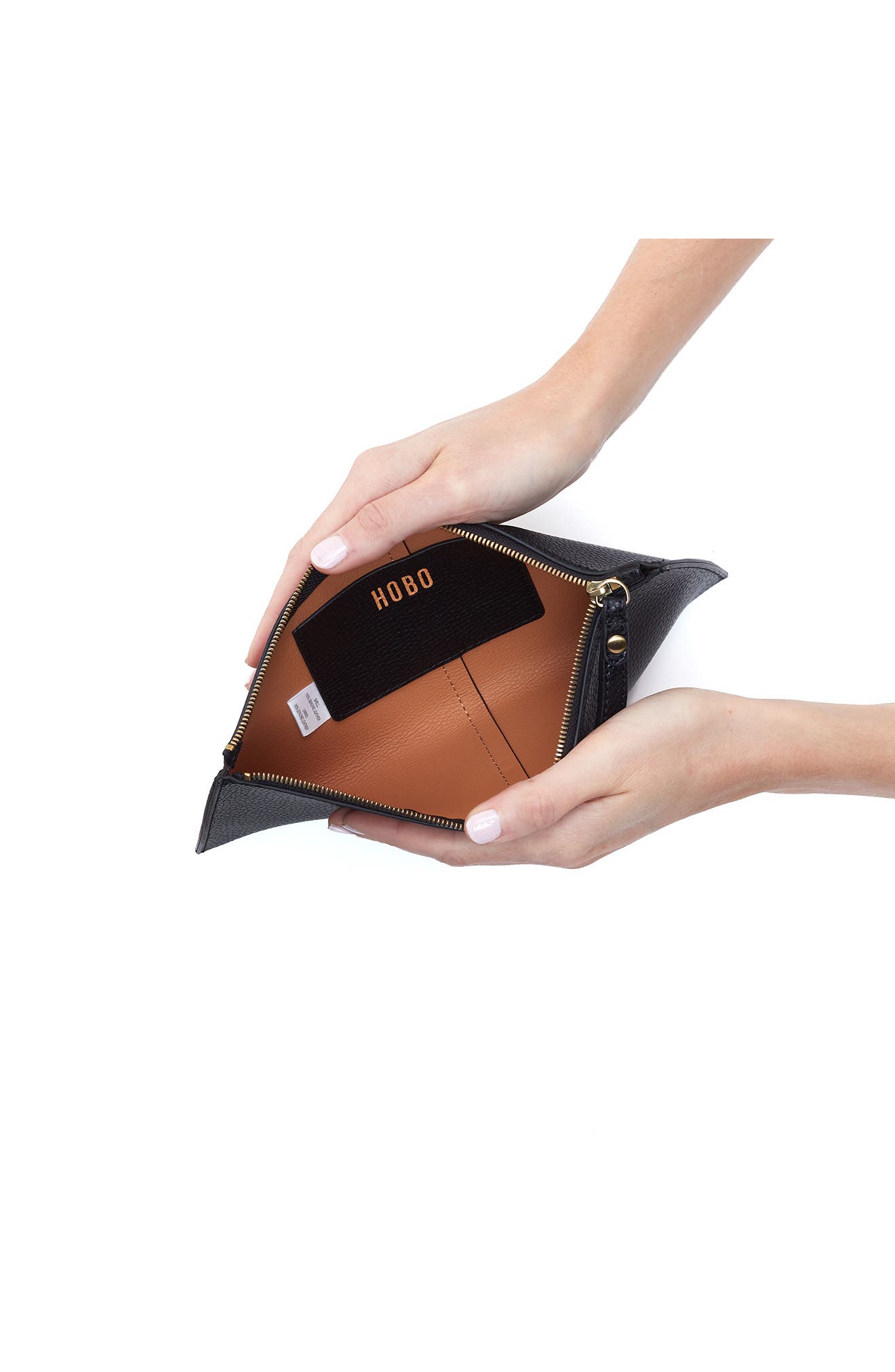 Large Vida Leather Wristlet, Alternate, color, BLACK  BISCUIT