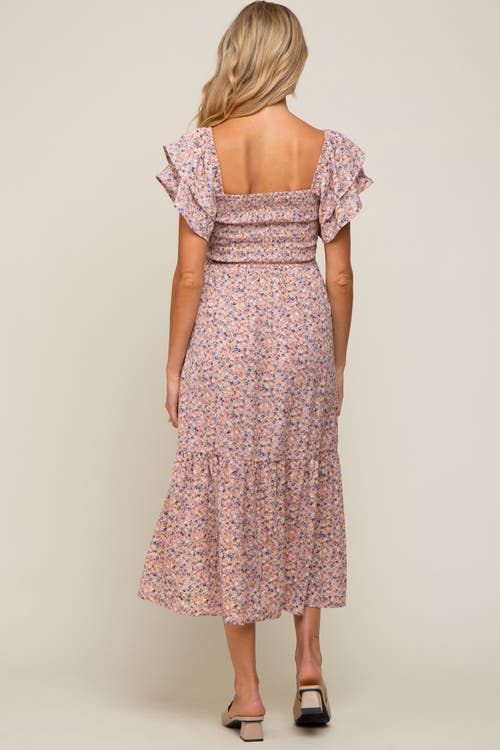 Pinkblush Floral Flutter Midi Dress In Pink