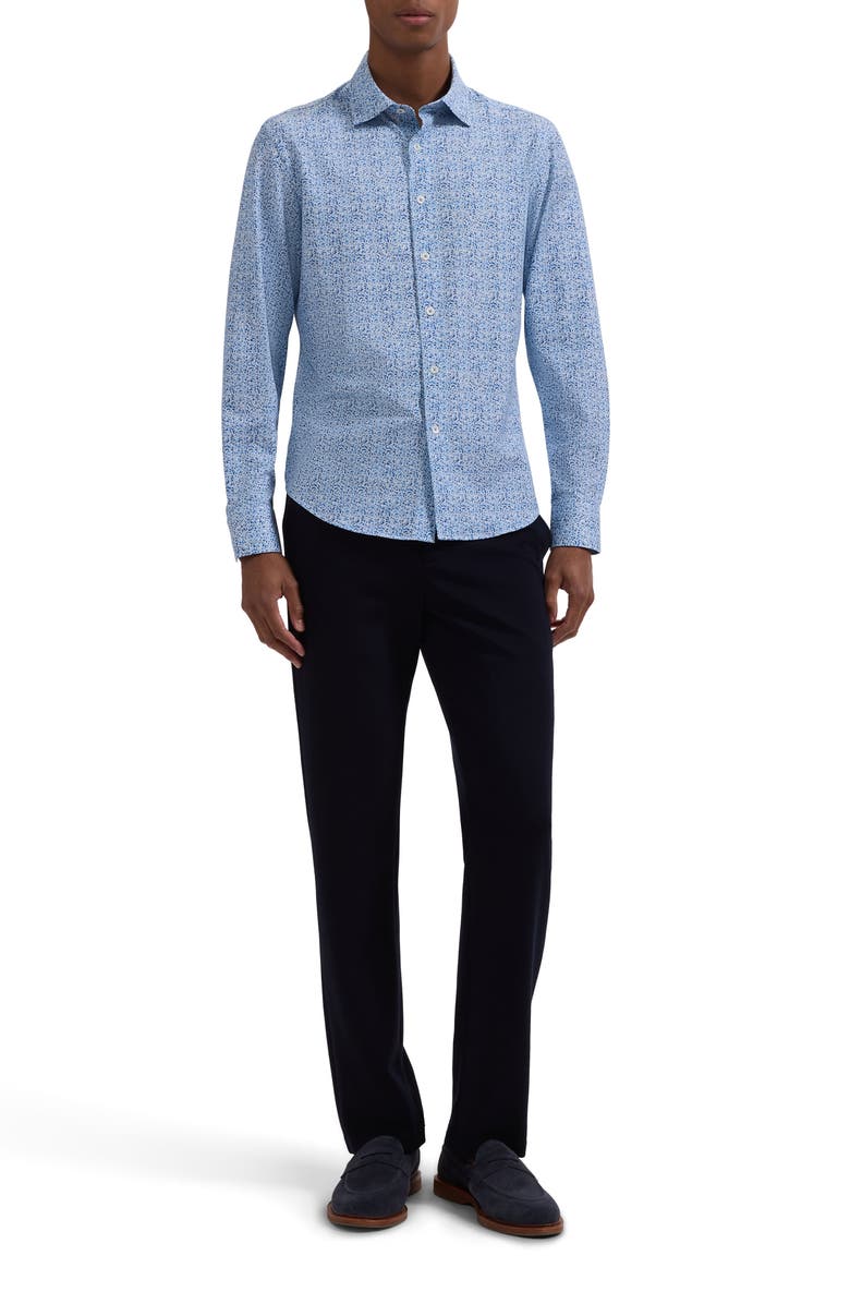 Bugatchi James OoohCotton<sup>®</sup> Watercolor Floral Twill Button-Up Shirt, Alternate, color, Classic Blue