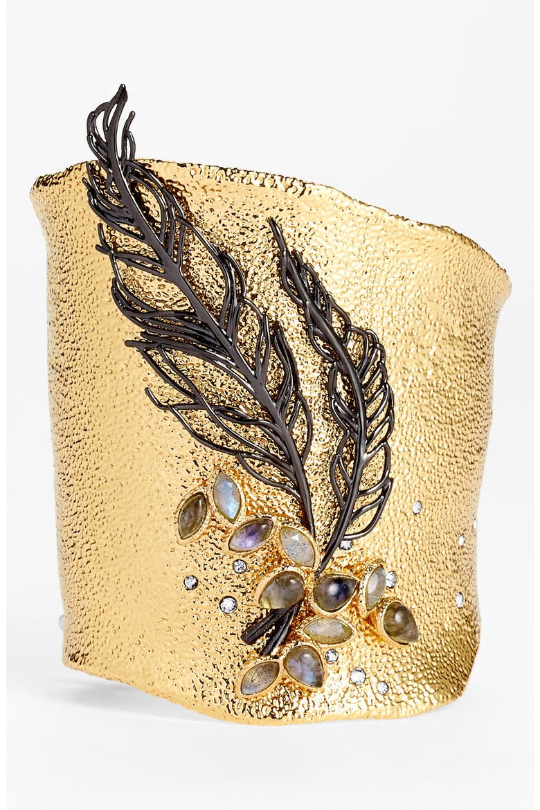 'Elements - Phoenix' Feather Cuff, Main, color, GOLD/ LABRADORITE