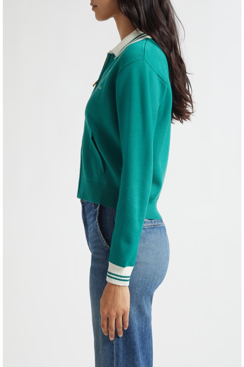 Crown Embroidered Full Zip Cardigan, Alternate, color, ALPINE
