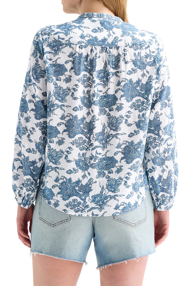 Floral Balloon Sleeve Button-Up Shirt, Alternate, color, BLUE MULTI