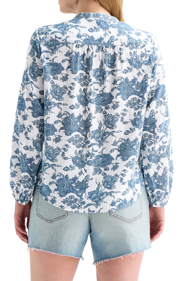 Lucky Brand Floral Balloon Sleeve Button-Up Shirt, Alternate, color, Blue Multi