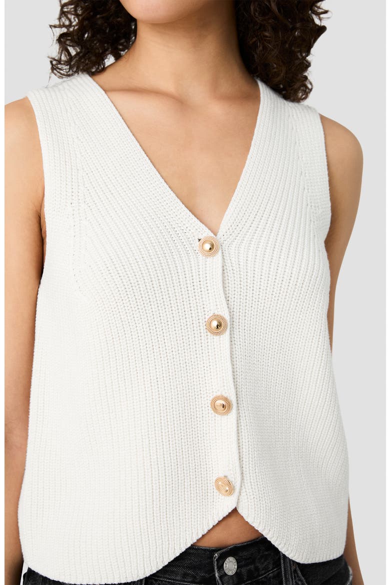 Mozart Rib V-Neck Vest, Alternate, color, PORCELAIN CREAM
