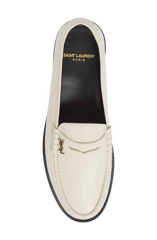 Saint Laurent Le Loafer Monogram Penny Loafer In White