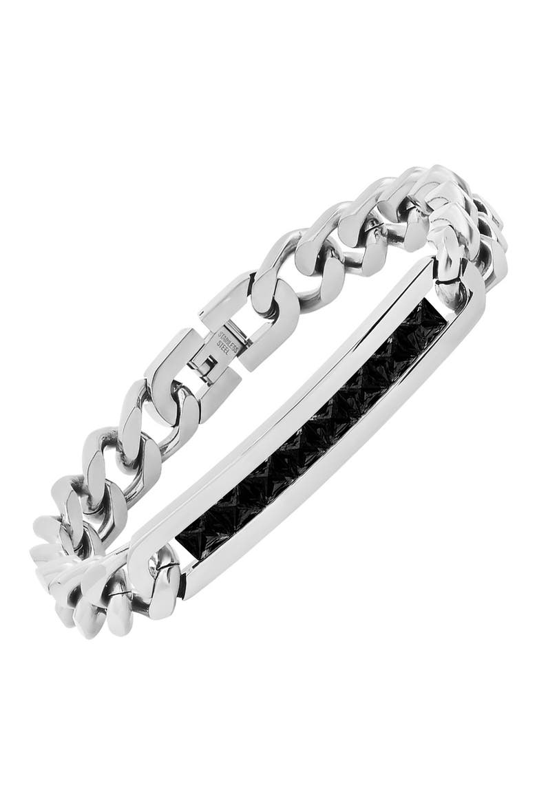 Inlaid Crystal ID Bracelet, Alternate, color, METALLIC