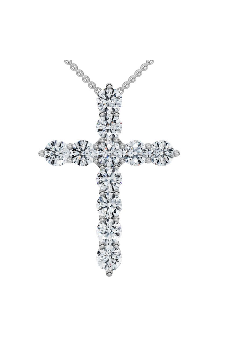 Bliss Diamond 1.25Ct Diamond Cross 14k Gold 18" Necklace 1" Tall Lab Grown, Main, color, White Gold
