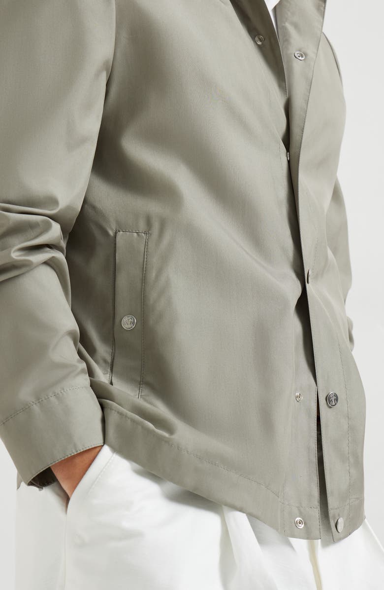Brunello Cucinelli Silk outerwear jacket, Alternate, color, Khaki