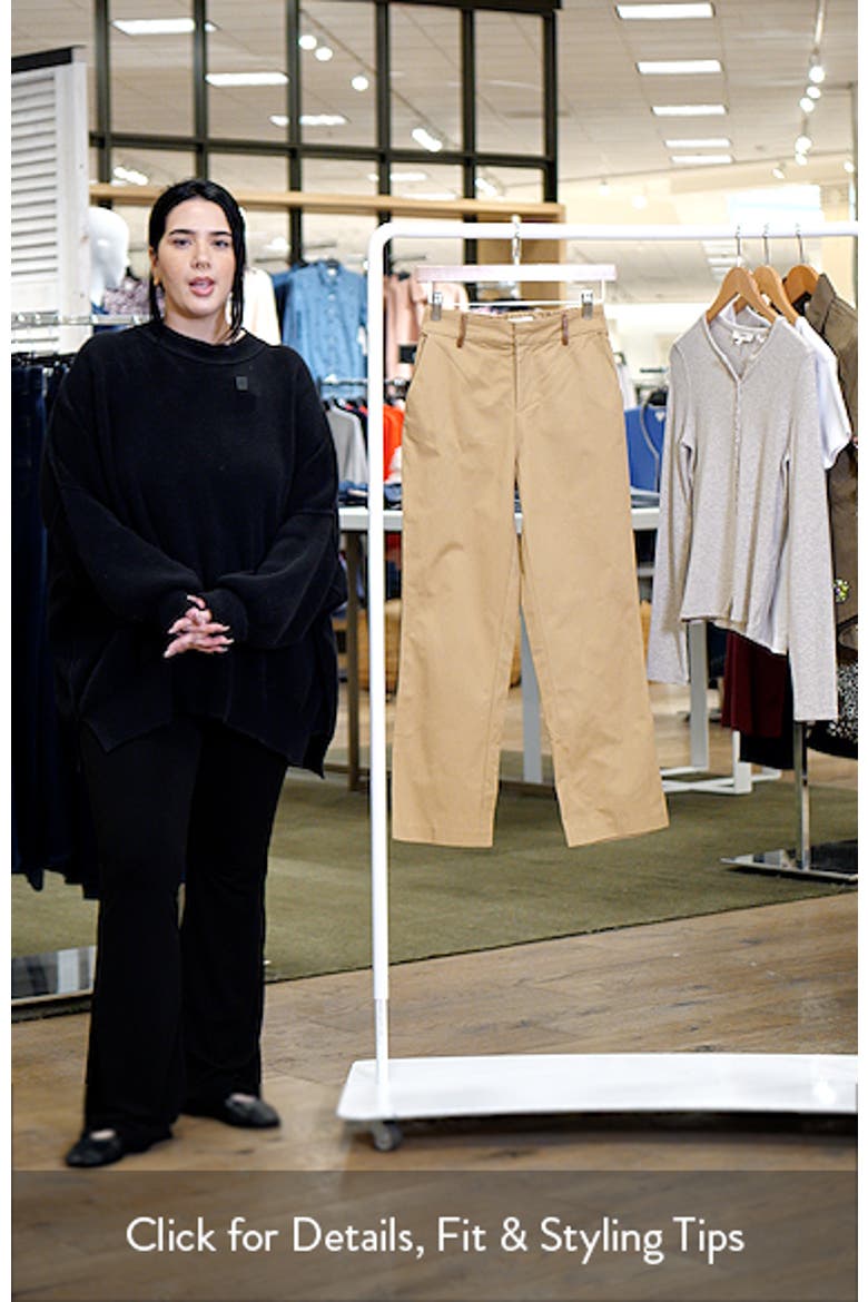 Faux Leather Trim Crop Flare Twill Pants video