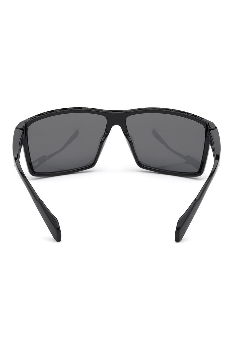 63mm Rectangular Sunglasses, Alternate, color, BLACK / SMOKE POLARIZED LENSES