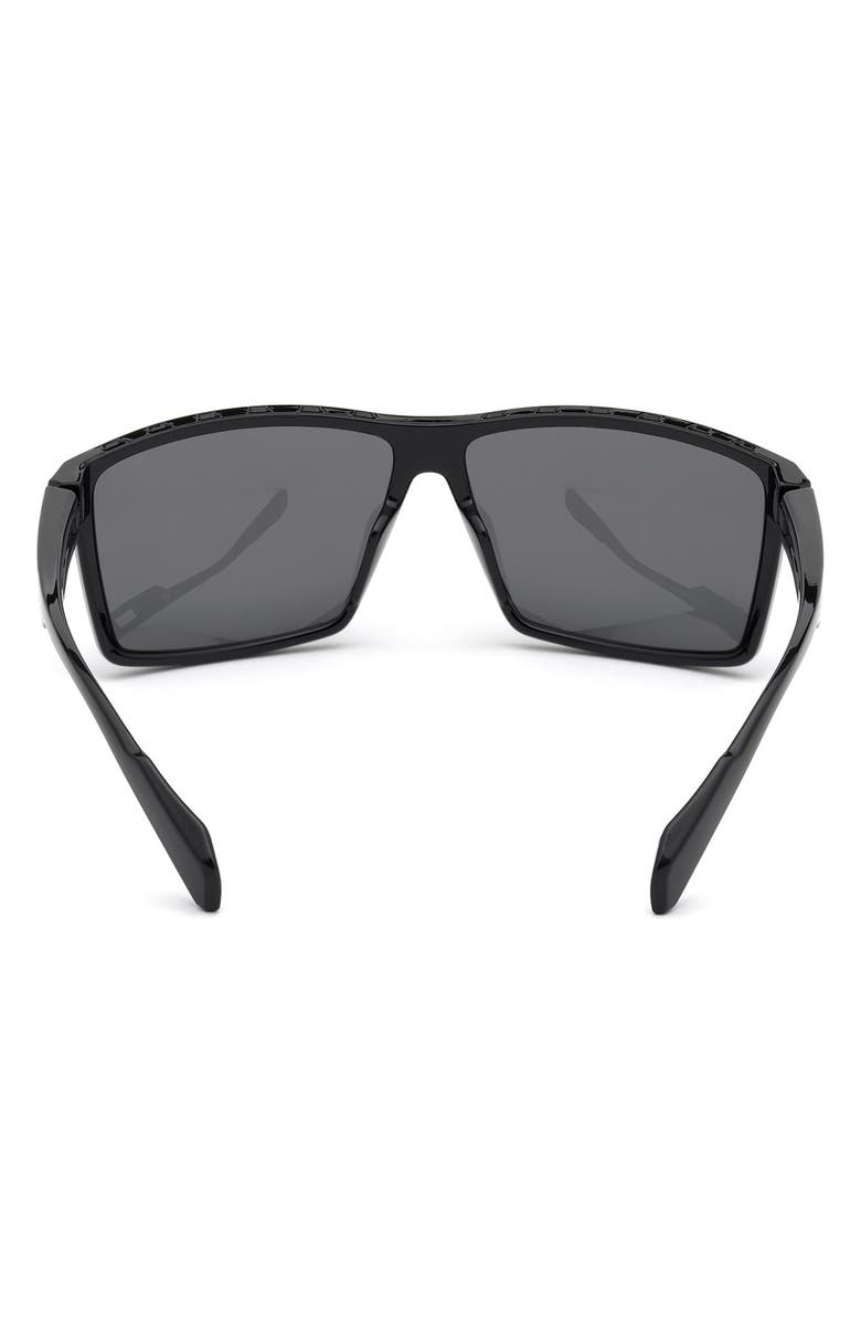 adidas 63mm Rectangular Sunglasses, Alternate, color, Black / Smoke Polarized Lenses