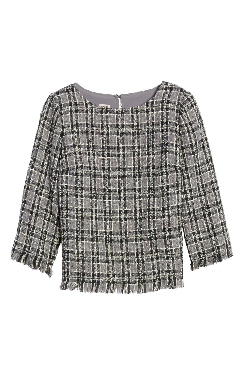 Anne Klein Fringe Tweed Blouse, Alternate, color,