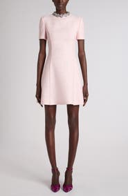 Valentino Garavani Rhinestone Embellished Tweed Minidress