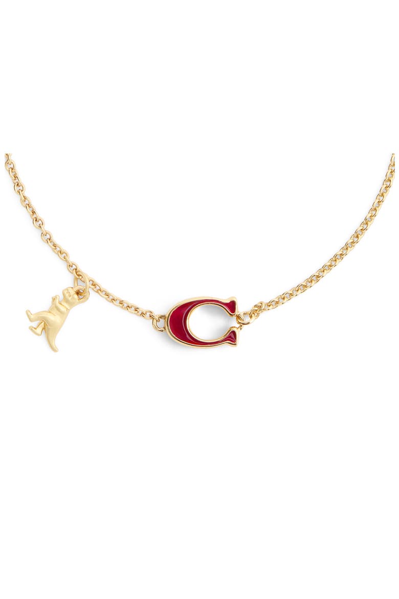 C-Motif & T-Rex Charm Bracelet, Alternate, color, BURGUNDY/ GOLD