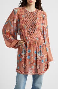 FARM Rio Boho Enchance Long Sleeve Floral Minidress