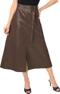 Halogen® Seamed Tiered Faux Leather Midi Skirt