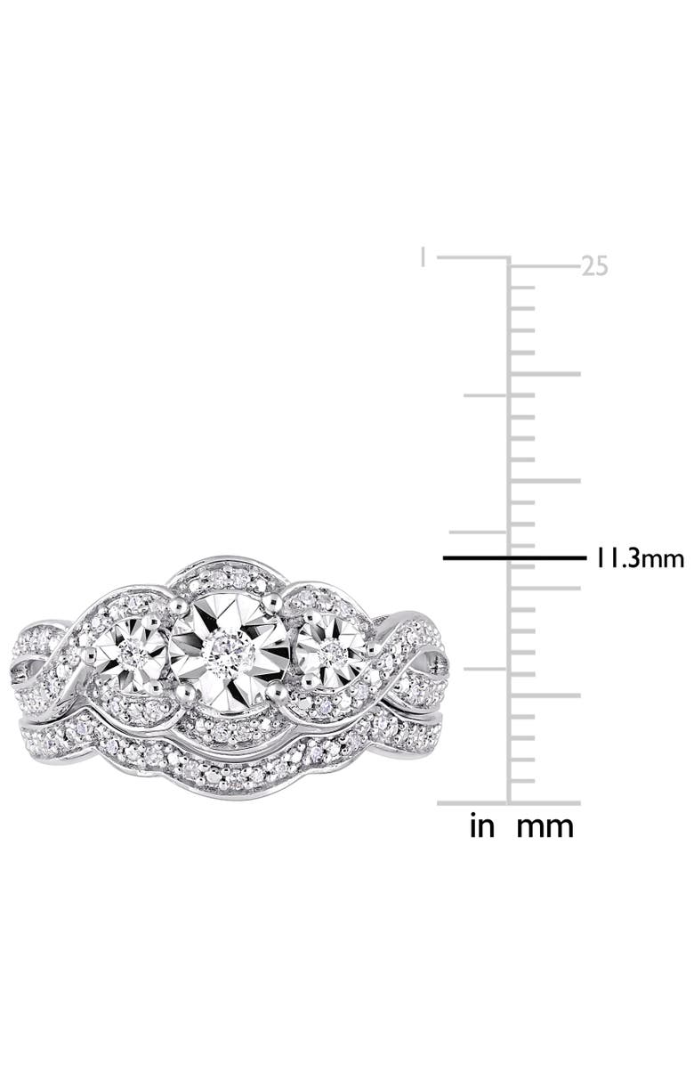Julianna B. Diamond 3-Stone Bridal Ring Set, Alternate, color, Sterling Silver