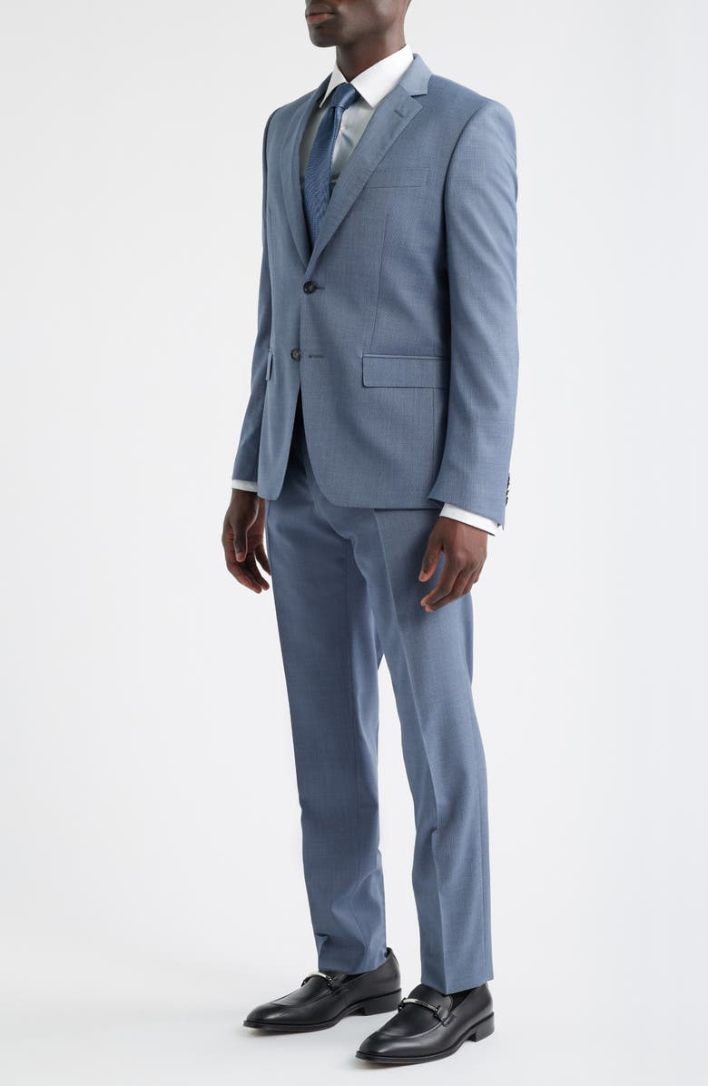 BOSS Huge Slim Fit Blue Microcheck Wool Suit, Alternate, color, Open Blue