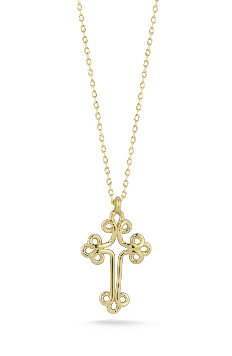 Ember Fine Jewelry 14K Gold Cross Pendant Necklace, Main, color, Gold