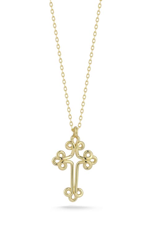 14K Gold Cross Pendant Necklace