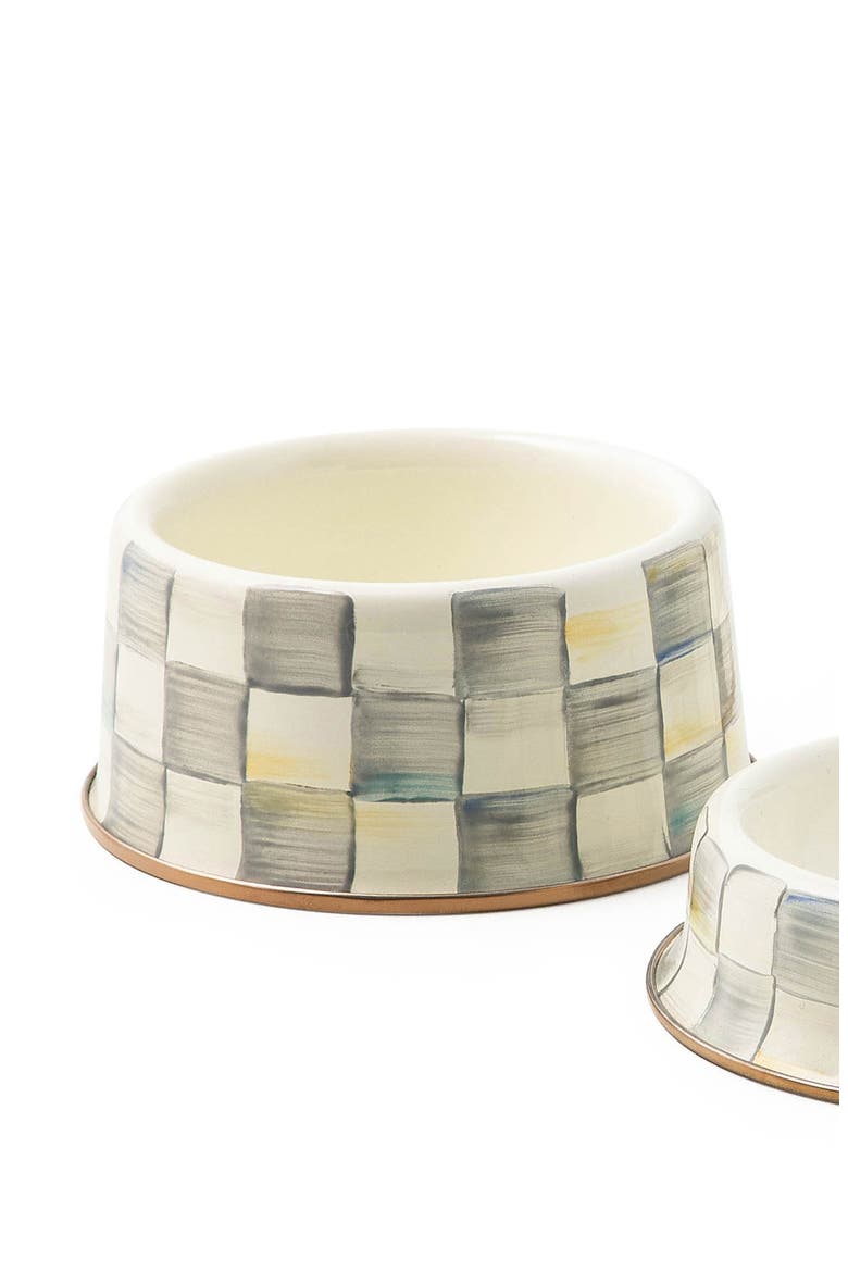 Medium Sterling Check Pet Dish, Alternate, color, STERLING