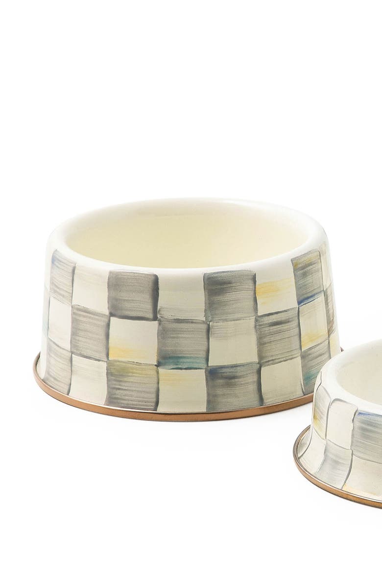 MACKENZIE CHILDS Medium Sterling Check Pet Dish, Alternate, color, Sterling
