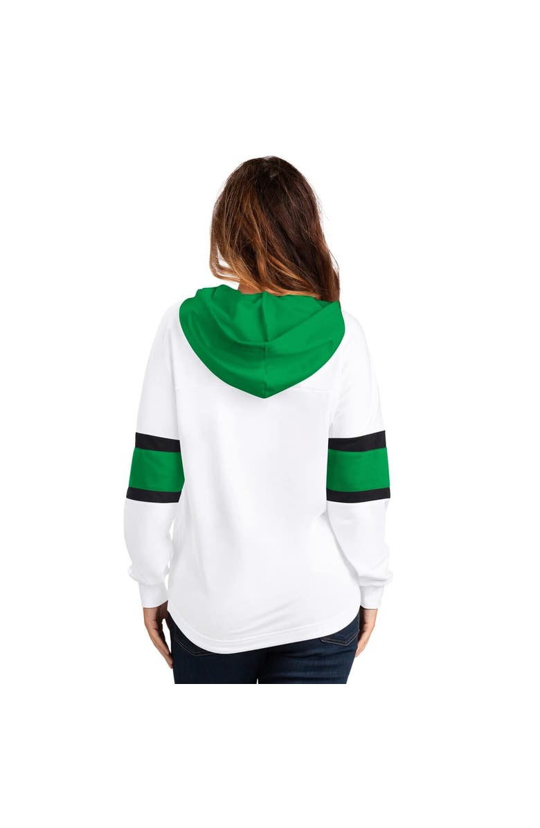 G-III 4HER BY CARL BANKS Women's G-III 4Her by Carl Banks White Dallas Stars Goal Zone Long Sleeve Lace-Up Hoodie T-Shirt, Alternate, color,