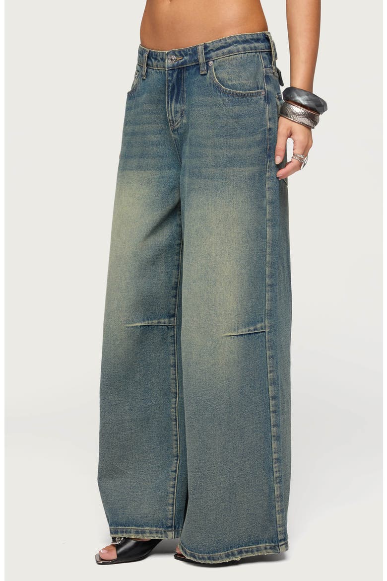 Adjustable Low Rise Baggy Jeans, Alternate, color, DARK-BLUE