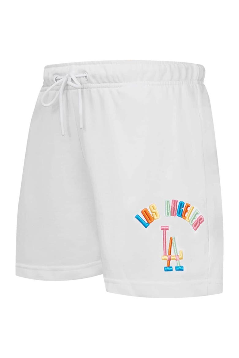 Women's Pro Standard  White Los Angeles Dodgers Washed Neon Shorts, Alternate, color, White