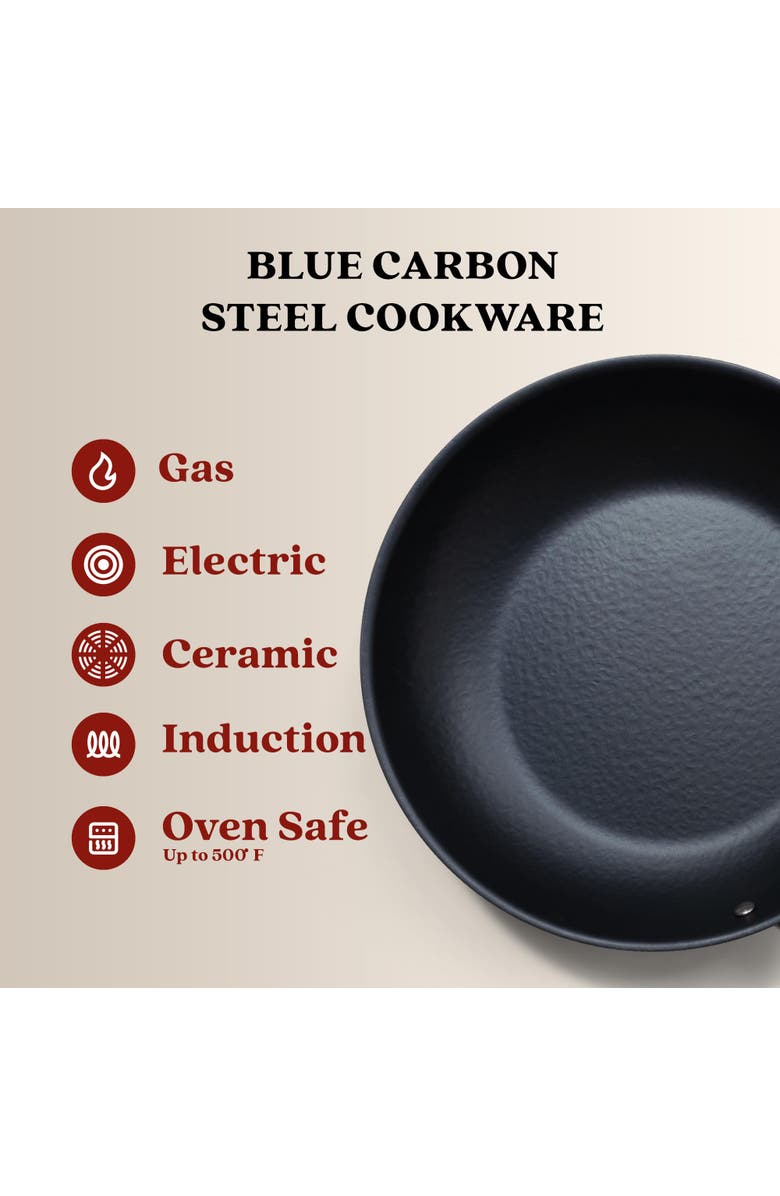 Alva Black Angus Carbon Steel Frying Pan, Alternate, color, Blue 11-Inch