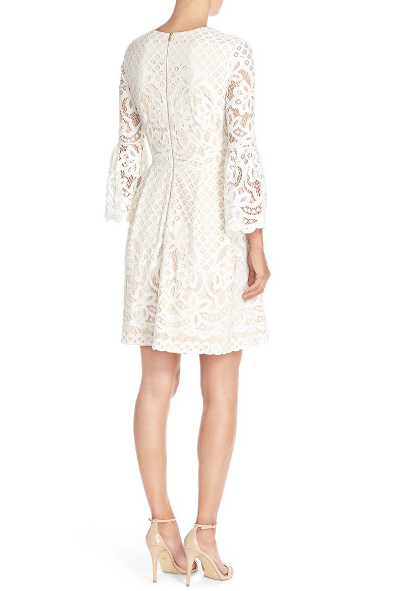 Bell Sleeve Lace Fit & Flare Dress, Alternate, color, IVORY