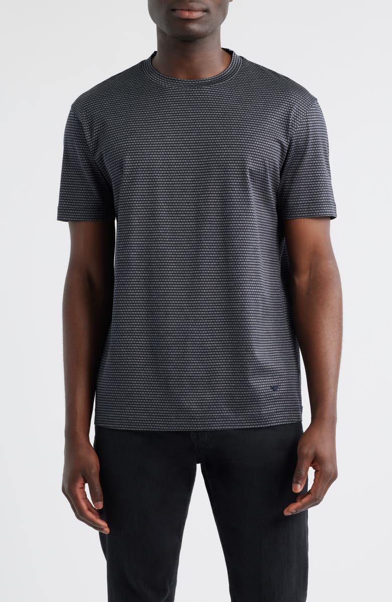 Emporio Armani Grid Print Lyocell & Cotton T-Shirt, Main, color, Charcoal