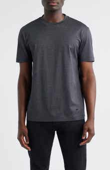 Emporio Armani Grid Print Lyocell & Cotton T-Shirt