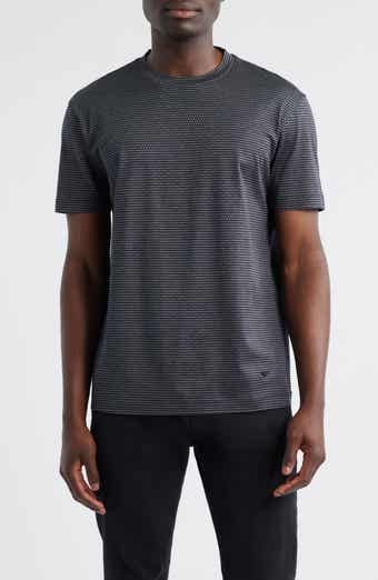 Emporio Armani Grid Print Lyocell & Cotton T-Shirt