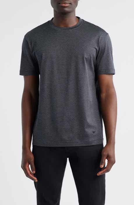 Emporio Armani Grid Print Lyocell & Cotton T-Shirt