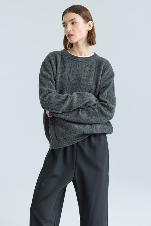 Almina Concept Ribbed Wool Crewneck Sweater In Gray