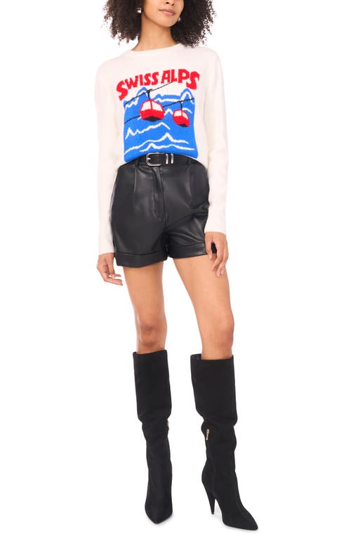 Vince Camuto Les Alpes Crewneck Sweater In White