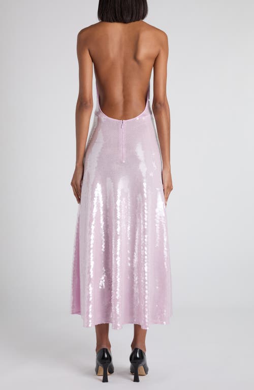 Bottega Veneta Halter Sequin Midi Dress In Pink