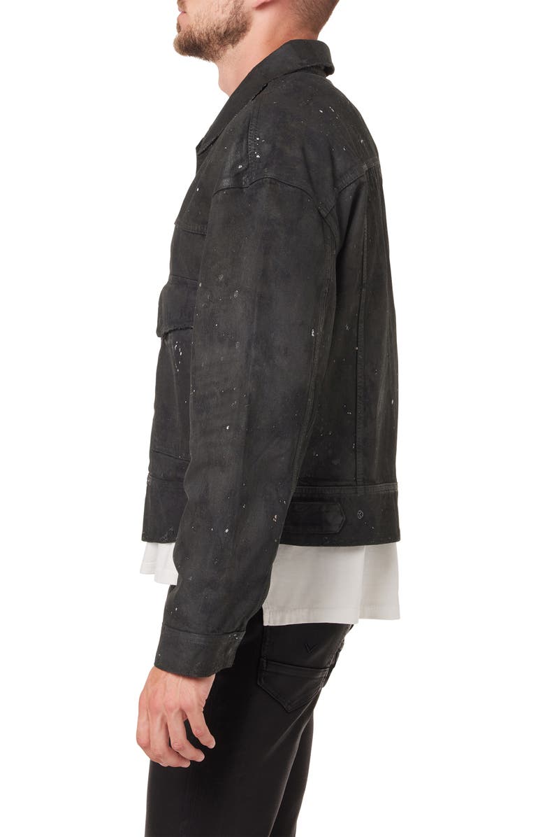 Hudson Jeans Boxy Paint Splatter Crop Denim Trucker Jacket, Alternate, color,