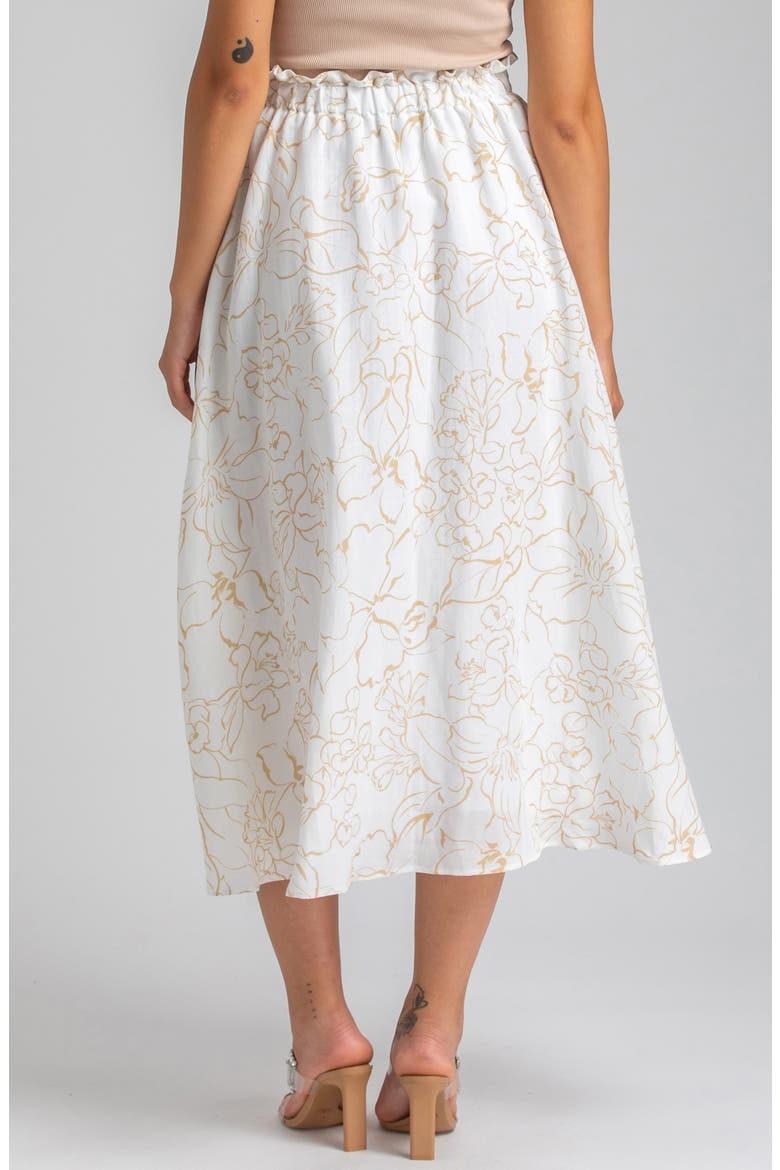 Print Maternity Midi Skirt, Alternate, color, WHITE/BROWN