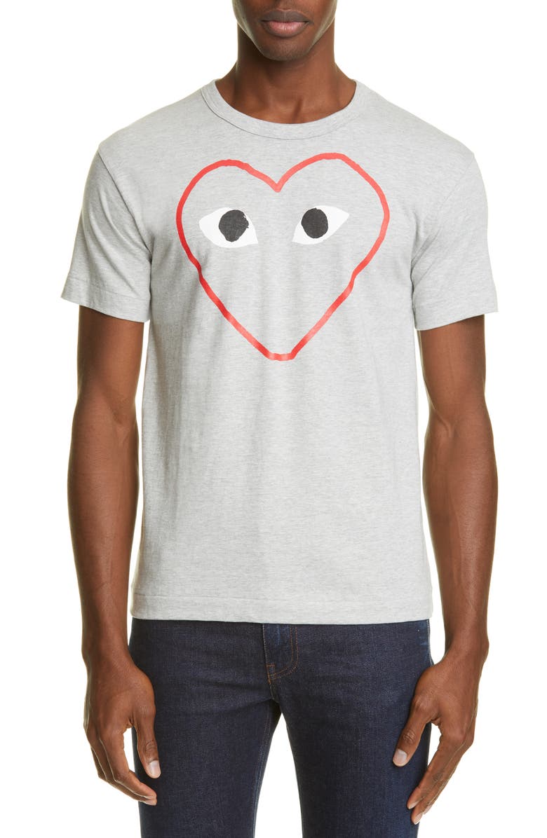 Comme des Garçons PLAY Outline Heart Graphic Tee, Main, color,