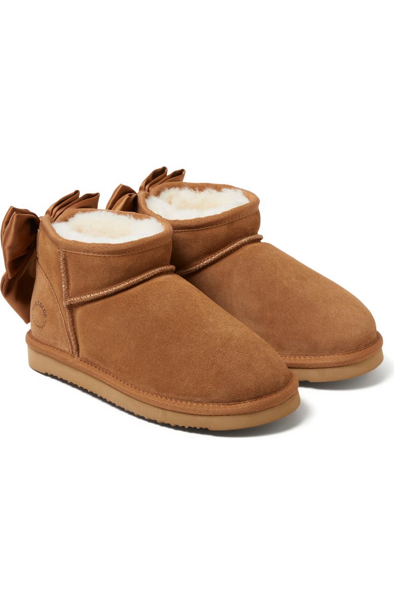 DEARFOAMS Fireside Riverland Genuine Shearling Bootie with Bow, Alternate, color,