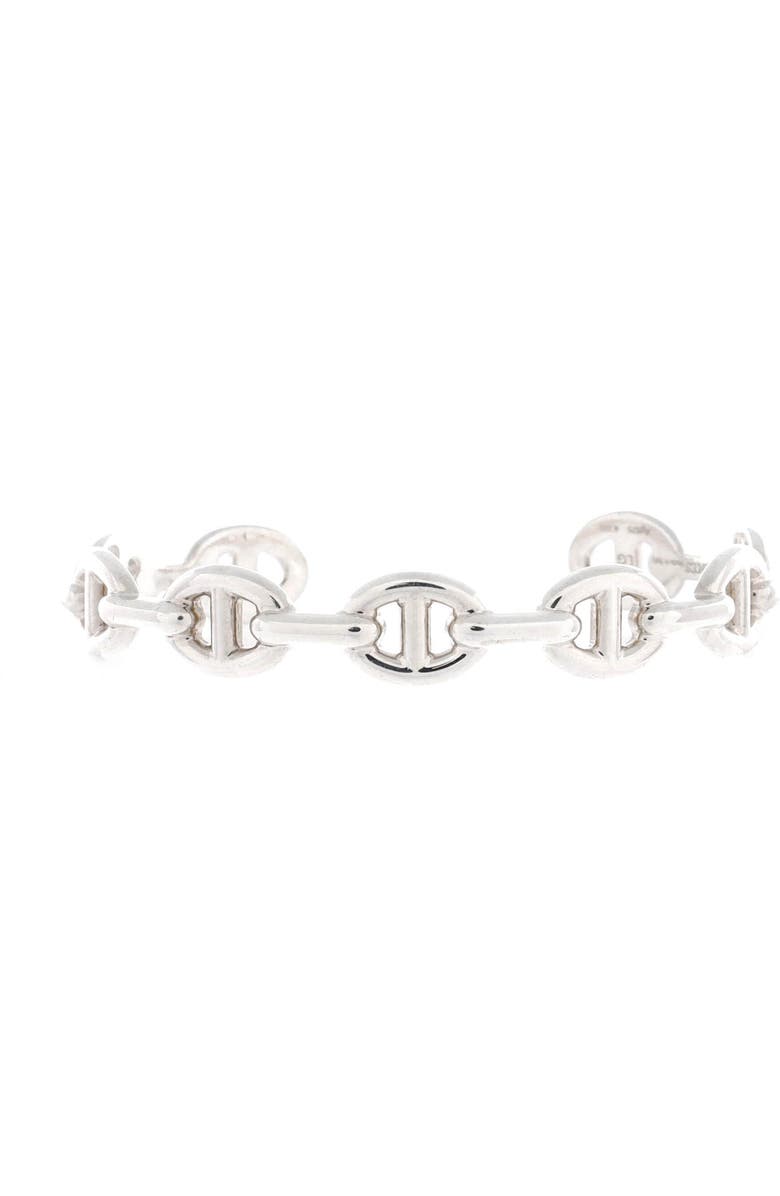Pre-Owned Hermes Chaine d'Ancre Enchainee Cuff Bracelet Sterling Silver Medium, Main, color, Silver