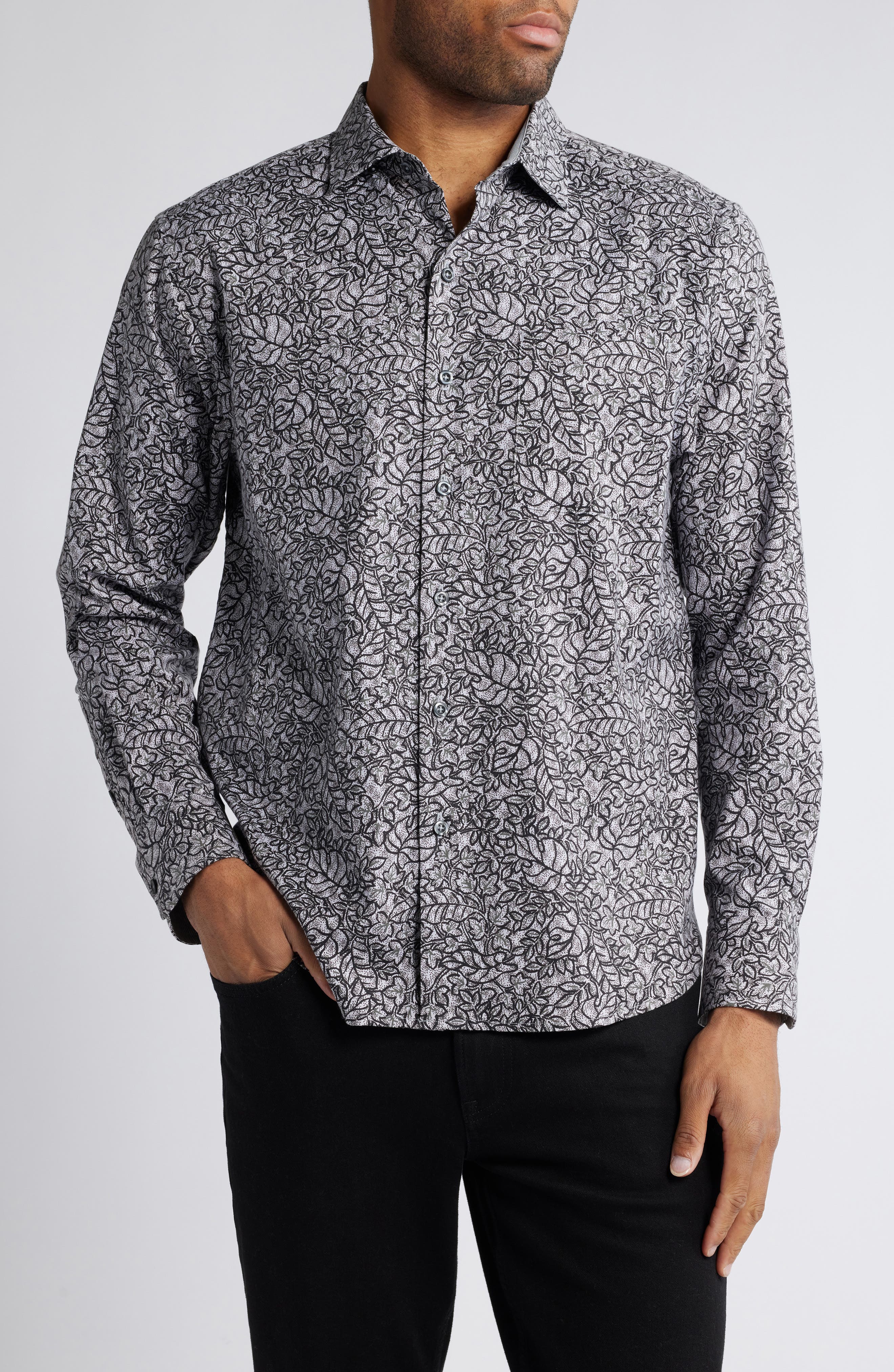 Tommy Bahama Lazlo Seaside Soiree Leaf Print Button-Up Shirt