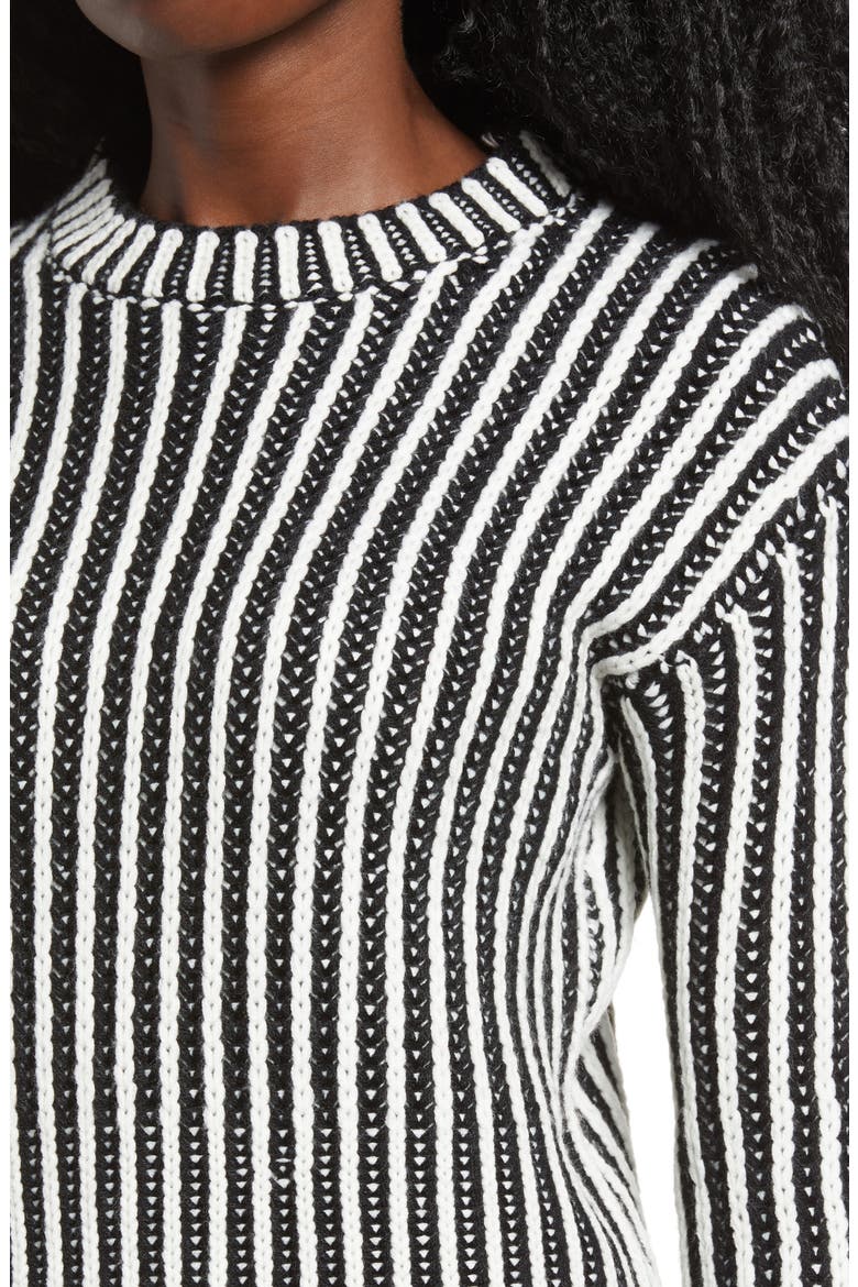 Stripe Mix Color Sweater, Alternate, color, WHITE BLACK COMBO