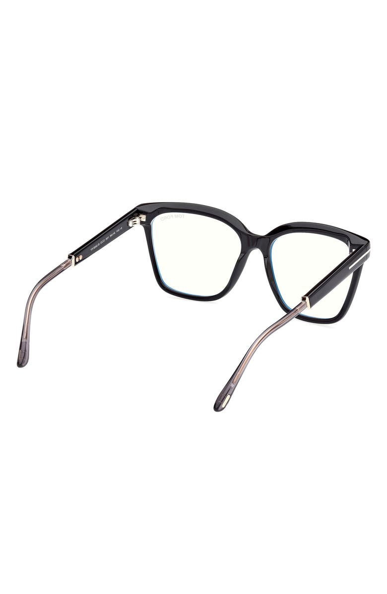 TOM FORD 56mm Square Blue Light Blocking Optical Glasses, Alternate, color, Black Rose Gold / T Logo