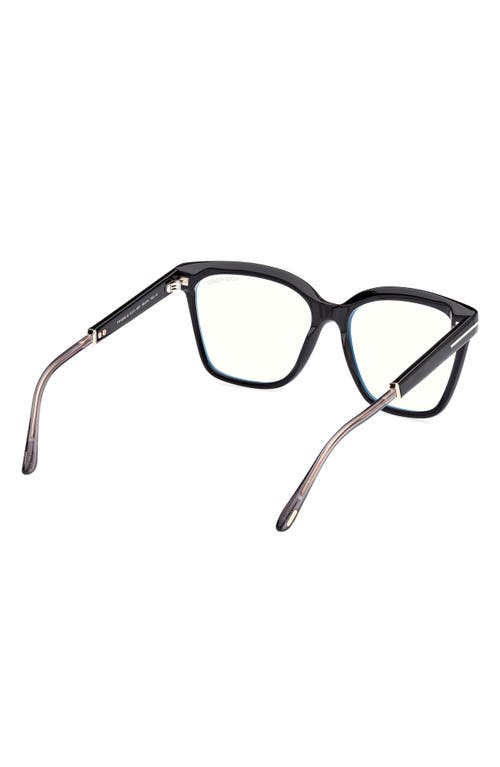Tom Ford 56mm Square Blue Light Blocking Optical Glasses In Black