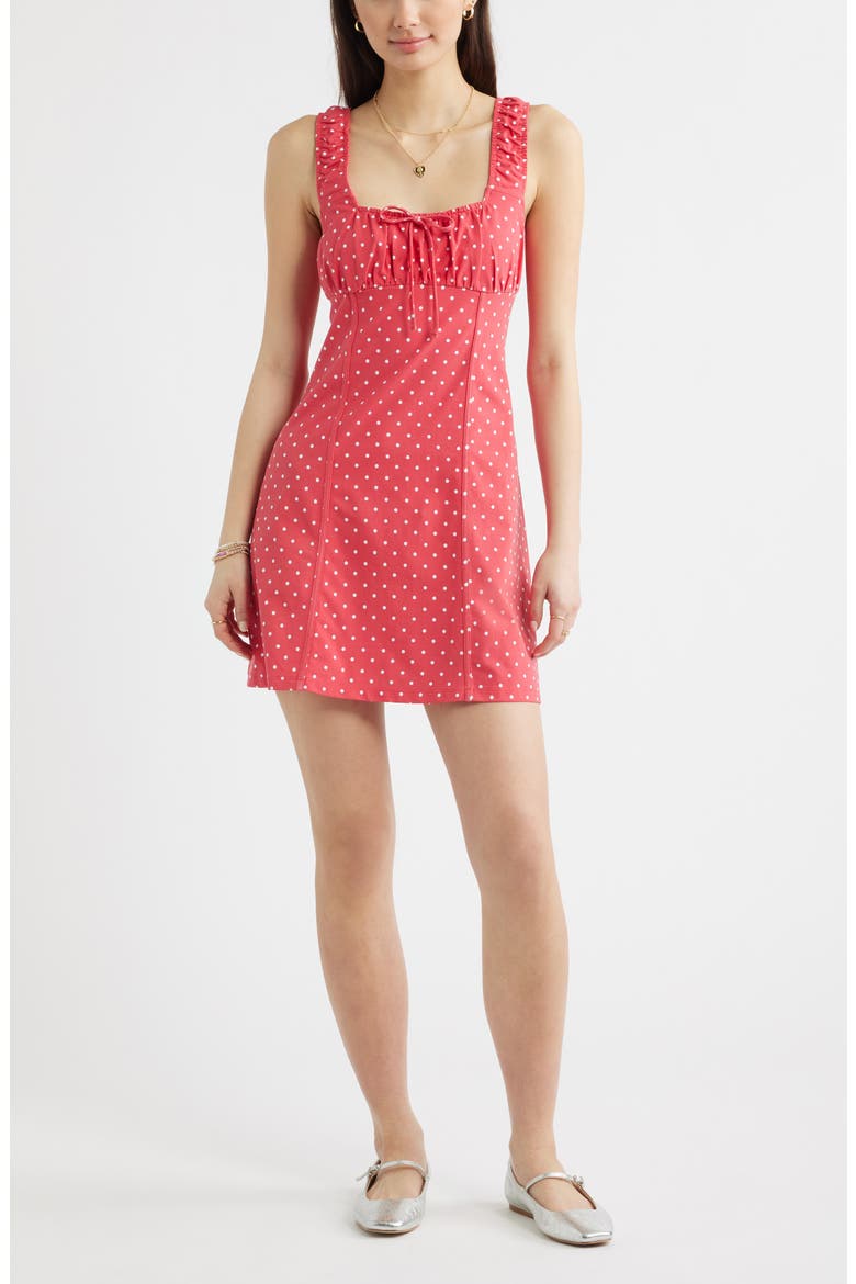 Floral Stretch Cotton Minidress, Main, color, RED S- WHITE DOVE DOT