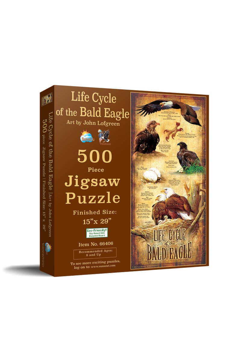 Life Cycle of the Bald Eagle 500 piece Jigsaw Puzzle for Adults, Main, color, Multicolor
