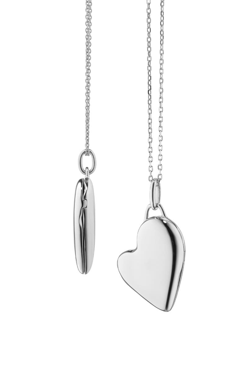 Monica Rich Kosann Petite Heart Locket Necklace, Main, color, Silver